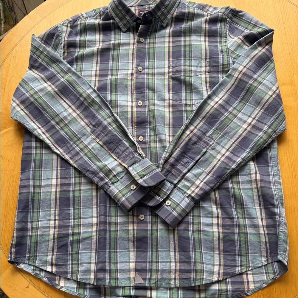 UNTUCKit Blue and Green Plaid Casual Shirt